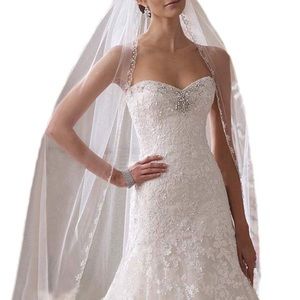 Beaded Scallop Edge Cathedral Wedding Bridal Veil